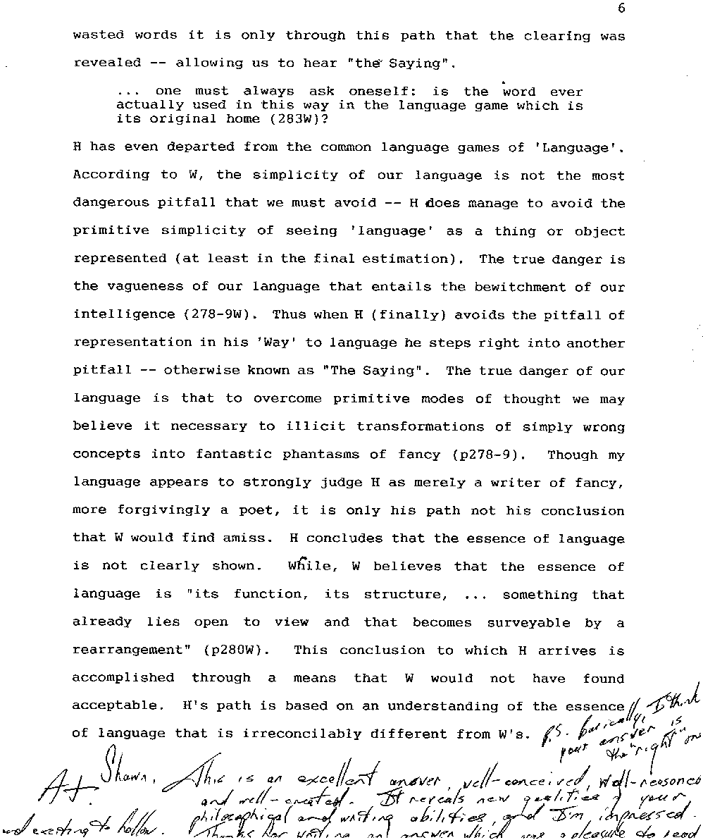 A Paper on Wittgenstein and Heidegger -- Artefact One